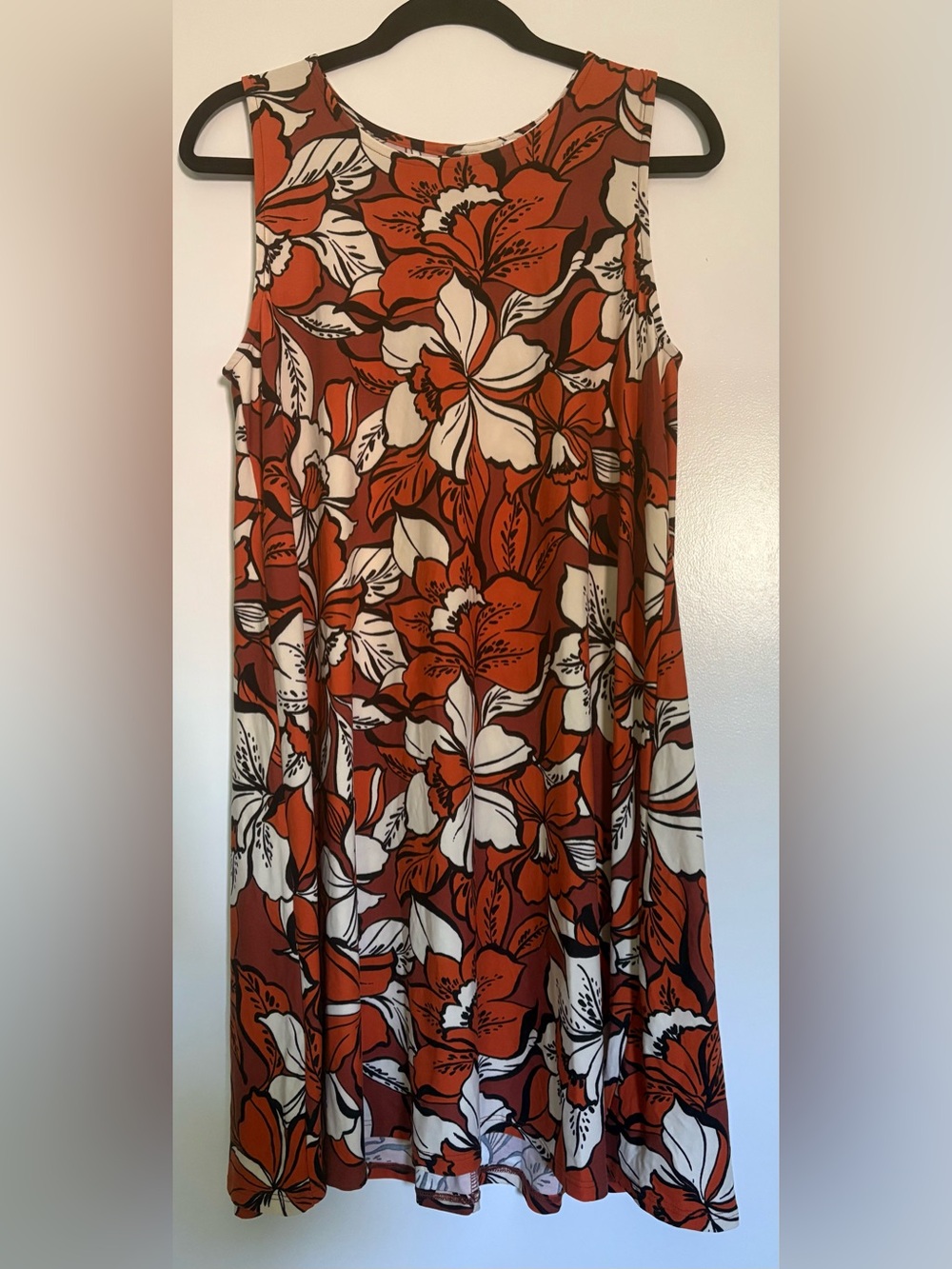 Rust Orange Floral Sleeveless Women’s Dress